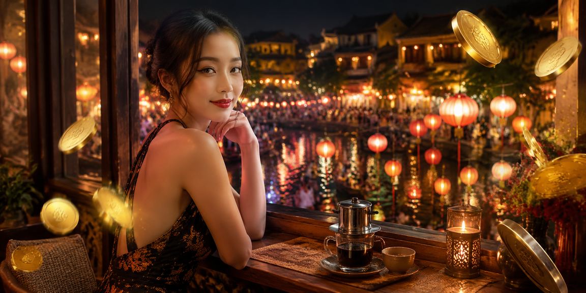 Người dùng tại Huế nhận thưởng VIP qua điện thoại trong không gian cà phê truyền thống