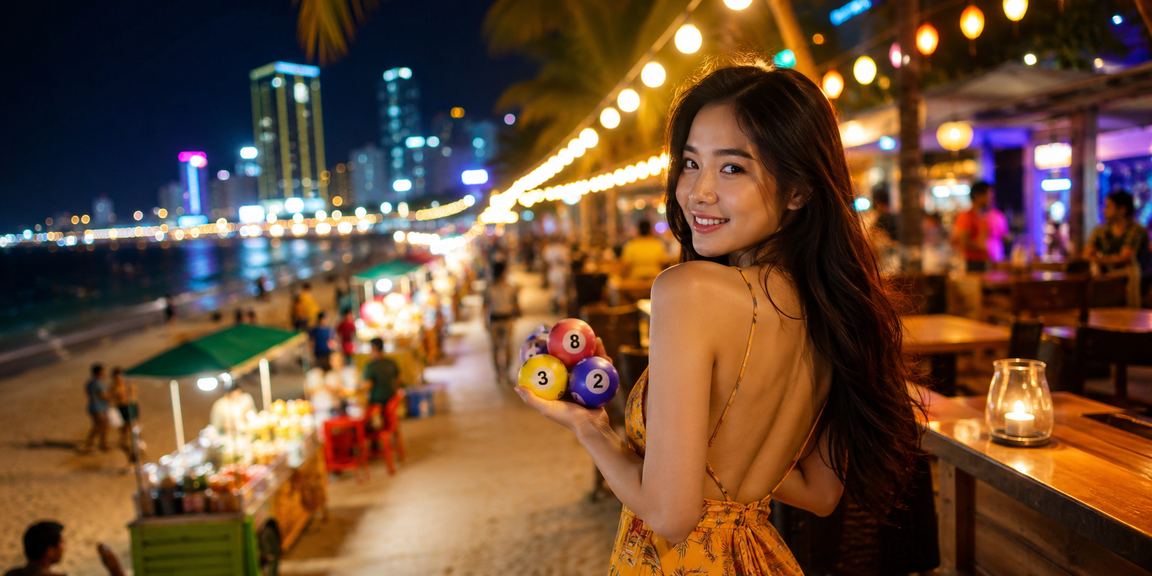 Không khí chợ đêm Nha Trang với người dân theo dõi kết quả xổ số lottery truyền thống